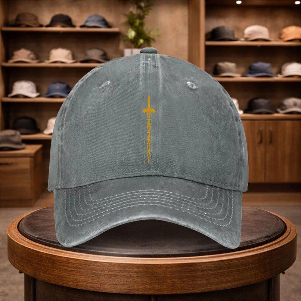 A MenS Golden Sword Baseball Cap Adjustable And Stylish for Outdoor Use Featuring an Urban Design This Lightweight And Fashi