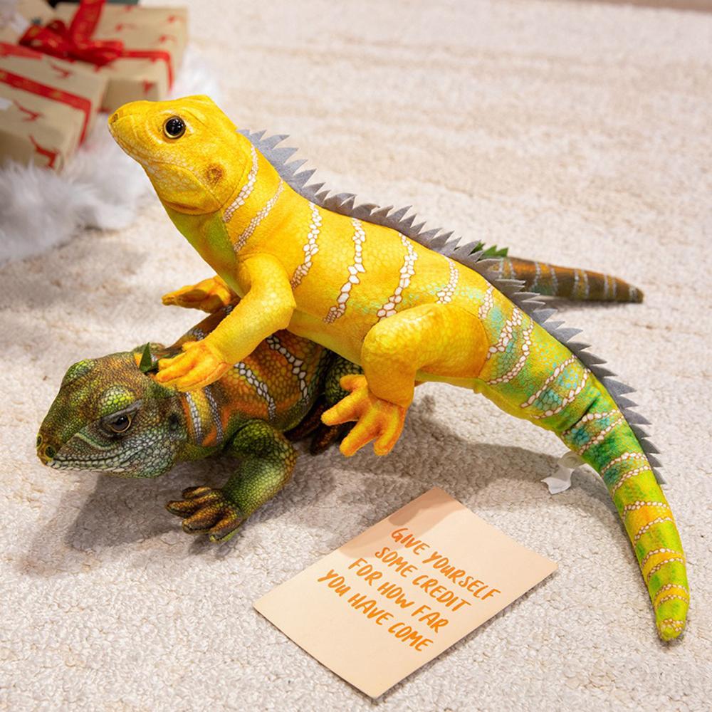 50cm Kawaii Lifelike Green Yellow Lizard Figurine Model Cute Reptile Lizard Plush Toys Simulation Animal Stuffed Doll Gifts