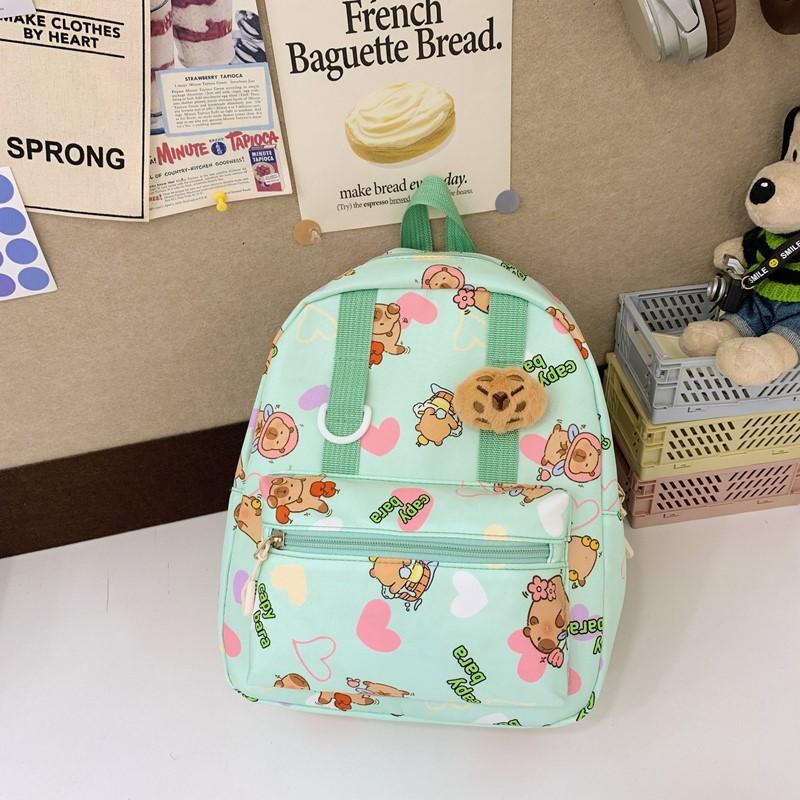 Children'S Backpack Kindergarten Elementary School Bag Three-Dimensional Plush Kapibara Doll Boys And Girls Backpack