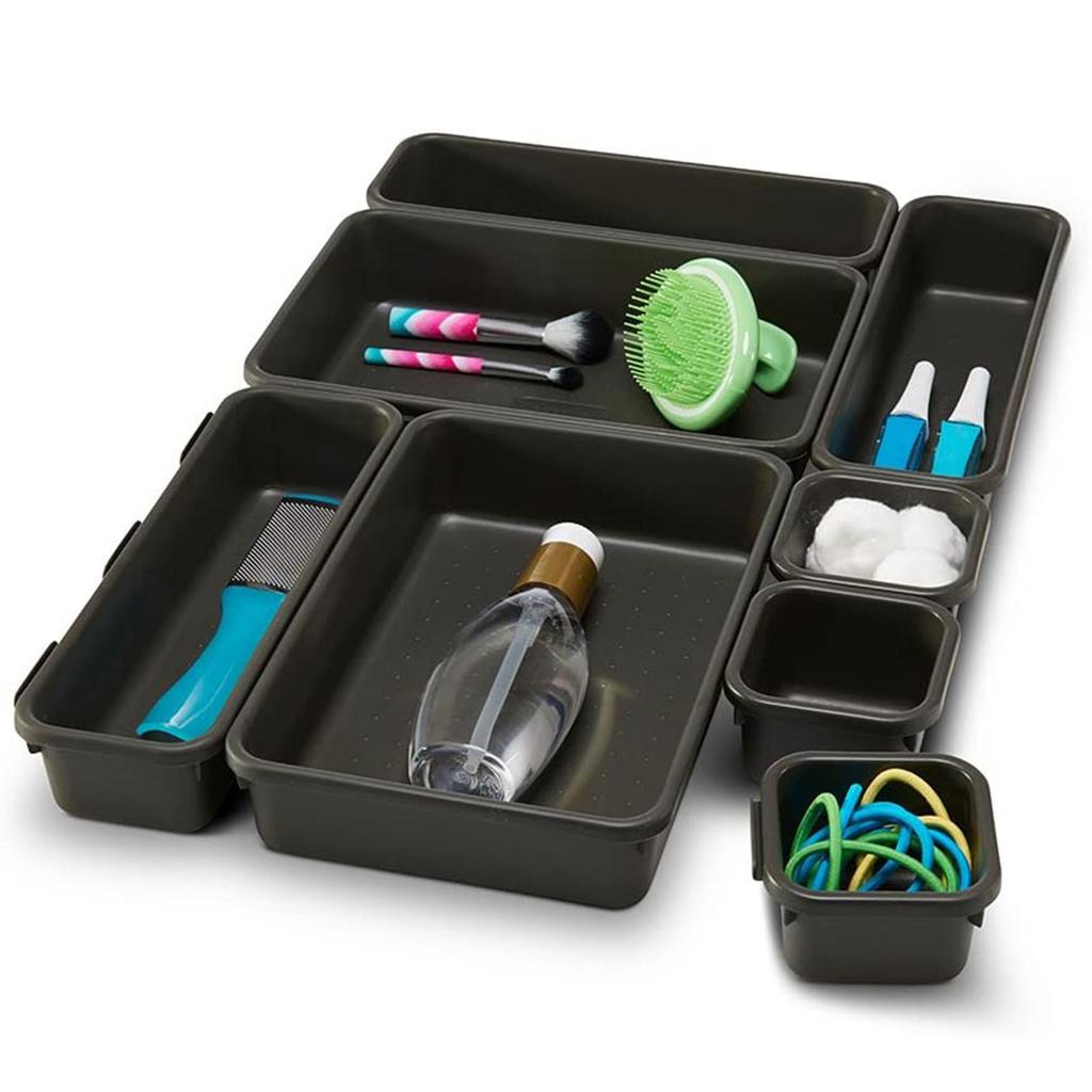 8Pcs Multifunctional Desk Drawer Bins Storage Organizer Trays Cosmetic Dividers