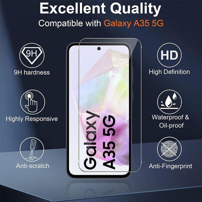 Защитная пленка - Booling - для Samsung Galaxy A35 5G - 2 закаленных стекла - Прочность 9H - Прозрачный