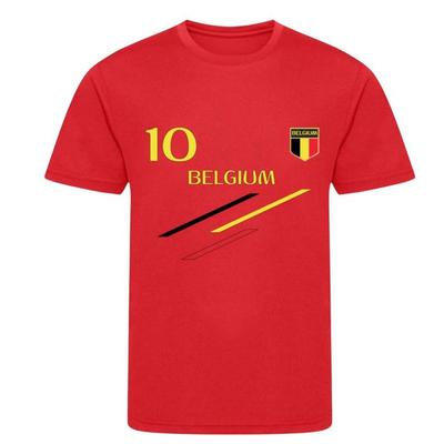 T-shirt Foot Enfant Rouge - Collection Supporter Belgique - 100% Polyester - - Rouge