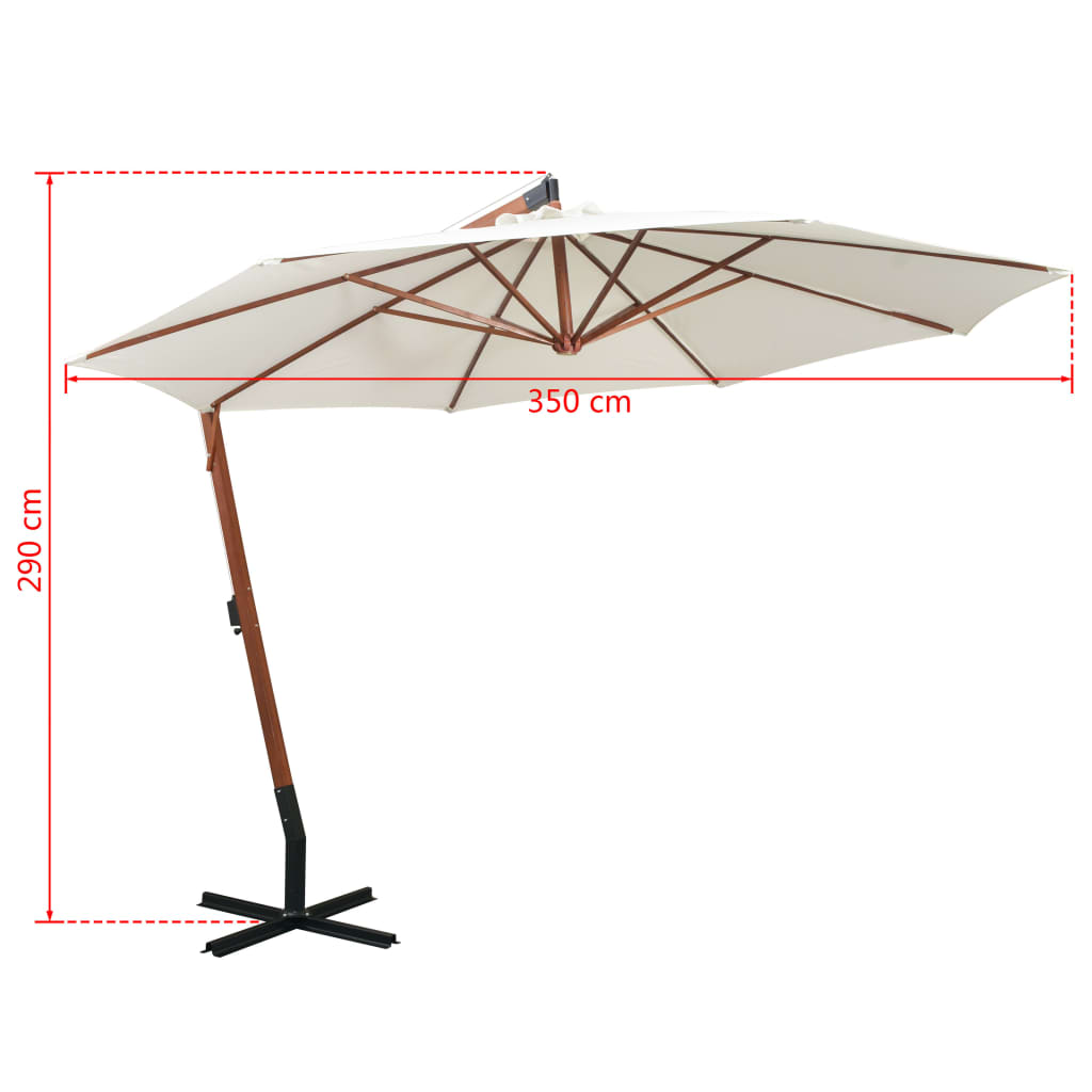 Cantilever Umbrella 350 cm Wooden Mast White