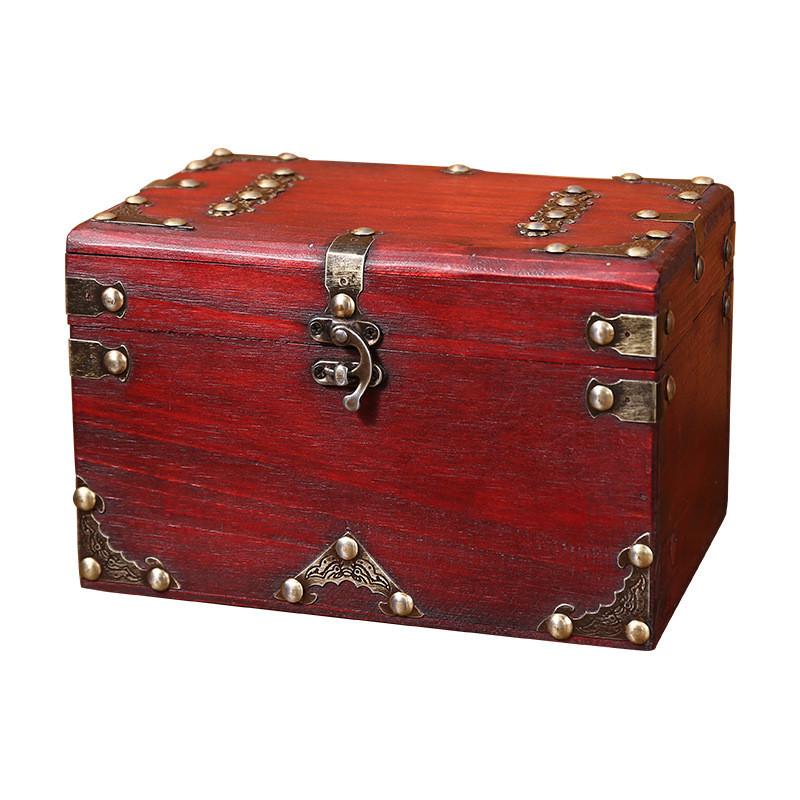 Wooden Tabletop Storage Box With Latch For Home Office Essentials