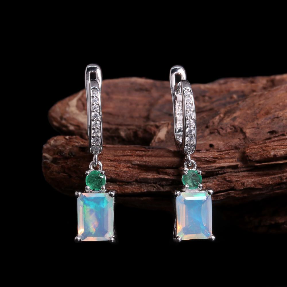 Роскошные серьги из стерлингового серебра 925 пробы с натуральным опалом ОКТ 6*8 мм, настоящие драгоценные камни, изысканные украшения для женщин, подарок на годовщину и день рождения