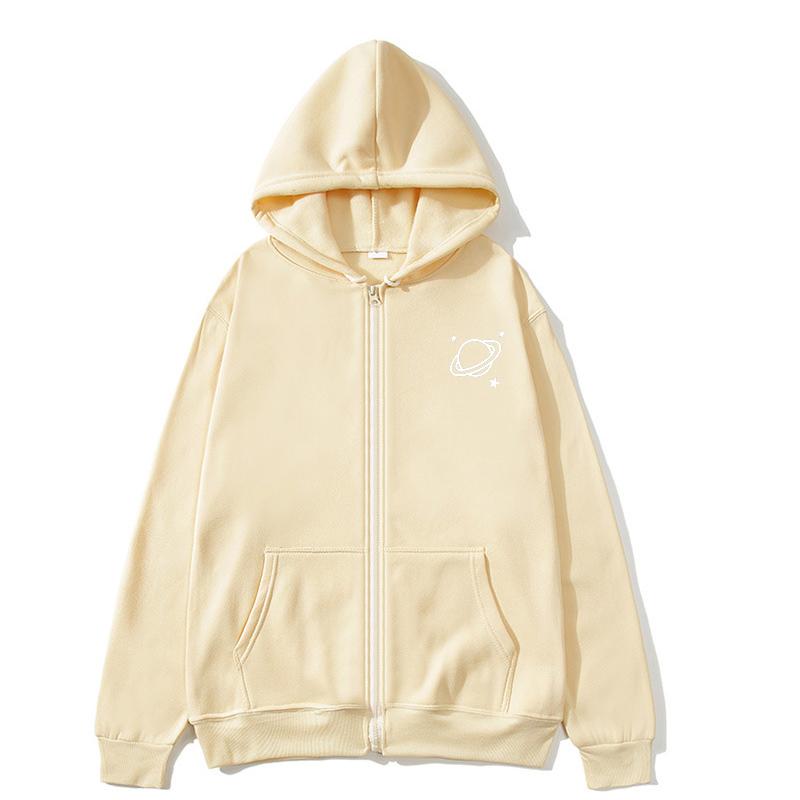 Планетарный космический корабль Толстовка с капюшоном на молнии Модные большие толстовки Женские толстовки с длинным рукавом с карманом Одежда Планетарный космический корабль Толстовка с капюшоном на молнии Женские толстовки