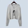 Fall V-neck Knitted Sweater Single Button Cardigan Outwear Pure Color Loose Short Long Sleeve Women's Clothing