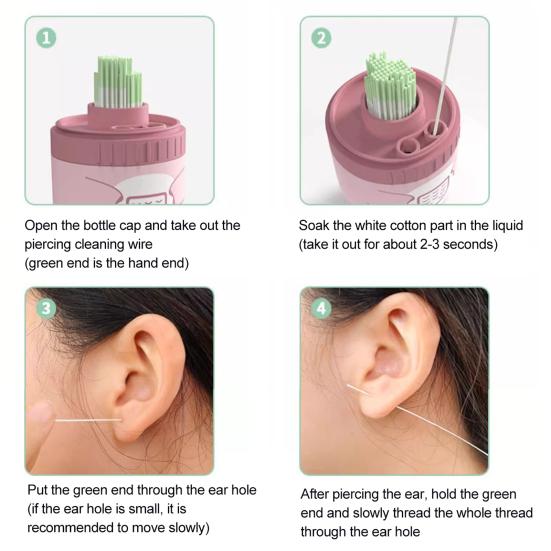 180/240 шт. портативный очиститель для прокалывания ушей, удаление запаха, одноразовая нить для чистки отверстий для ушей, женская линия для чистки отверстий для сережек, инструмент для ухода за ушами