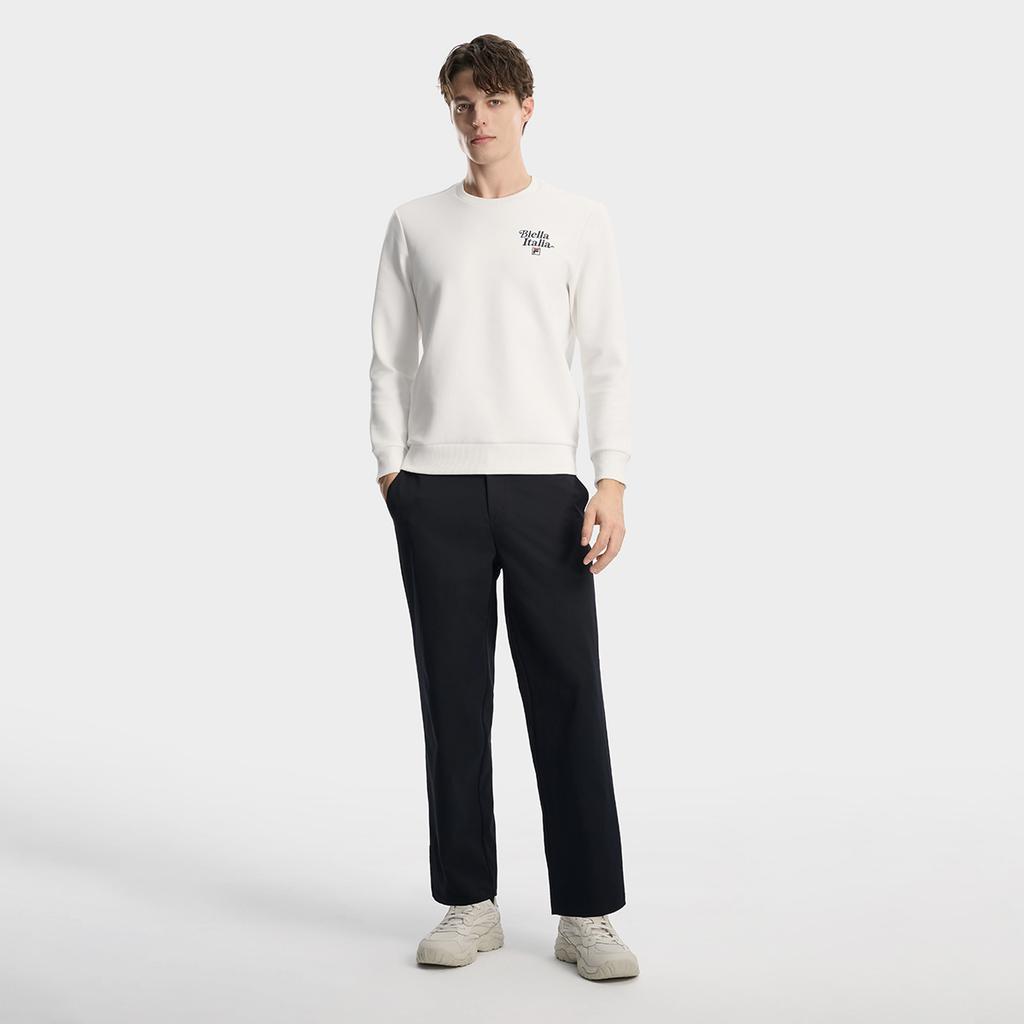 Fila Мода с наследием Простой Классический Базовый Повседневный Ежедневный Удобный Универсальный Вязаный Свитшот с Круглым Вырезом Мужской свитшот F11M618202FWT