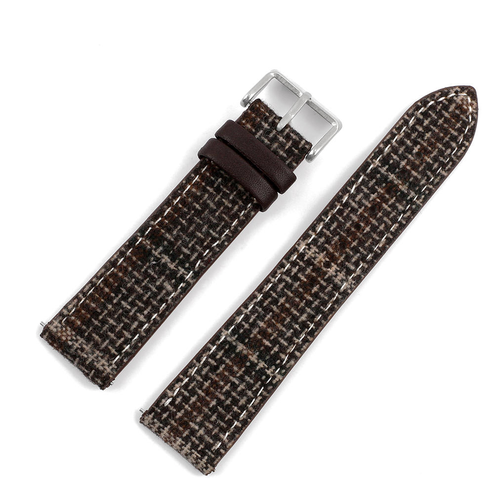 Woolen Fabric Leather Watch Band 18mm 20mm 22mm Vintage Wool Weave Bracelet Quick Release Watch Strap for Men Women Wristband