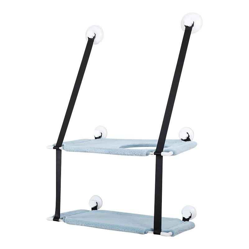 Window Suction Cat Hammock Space Saving Wall Mounted Pet Bed Double Layer Perch Sturdy Fabric Indoor Cat Lounger Easy Install Pet Resting Spot