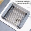 Foldable Sink Drain Rack Adjustable Retractable Dish Drying Basket Space Saving Kitchen Sink Organizer Multifunctional Cutlery Rack for Home