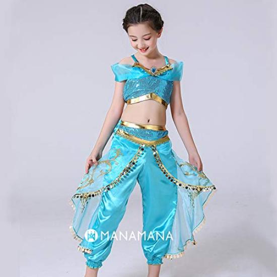 Princess Princess Kids Costume Size 120 [MANAMANA] Dress, Children's Dress, Costume, Dress, Top, Bottom, Tiara, Headband, 4-Piece Set, Blue, Girls,