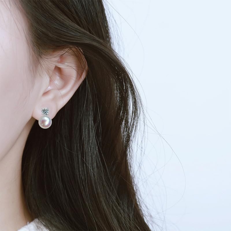 Natural Freshwater Pearl Earrings for S925 Silver Flower 18K Thick Gold Dangling Pearl Perfect As a for Parties Women, Posts, Motif, Plating, Large,