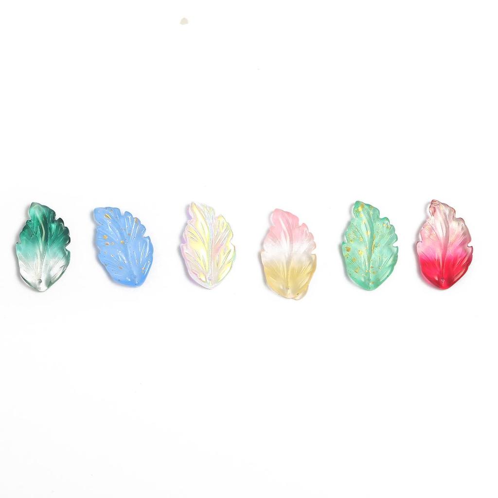 10 шт./пакет 17X28 мм стеклянные бусины в форме листьев в форме перьев DIY браслет ожерелье серьги ювелирные аксессуары