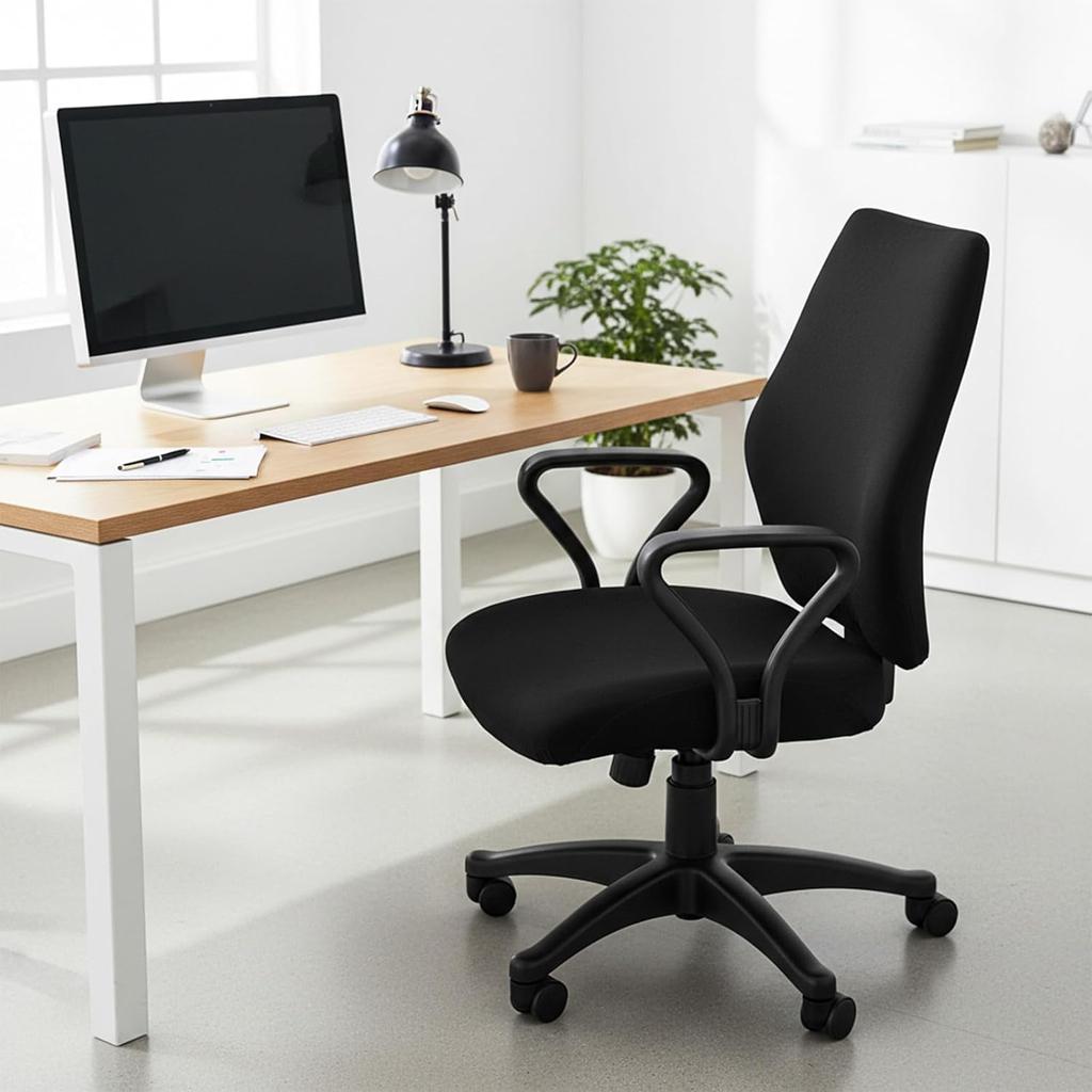 2pcs Office Chair Covers Stretchable, Universal Office Chair Seat Cover, Washable Removable Computer Chairs Cover for Seat Cushion Protectors(Black)