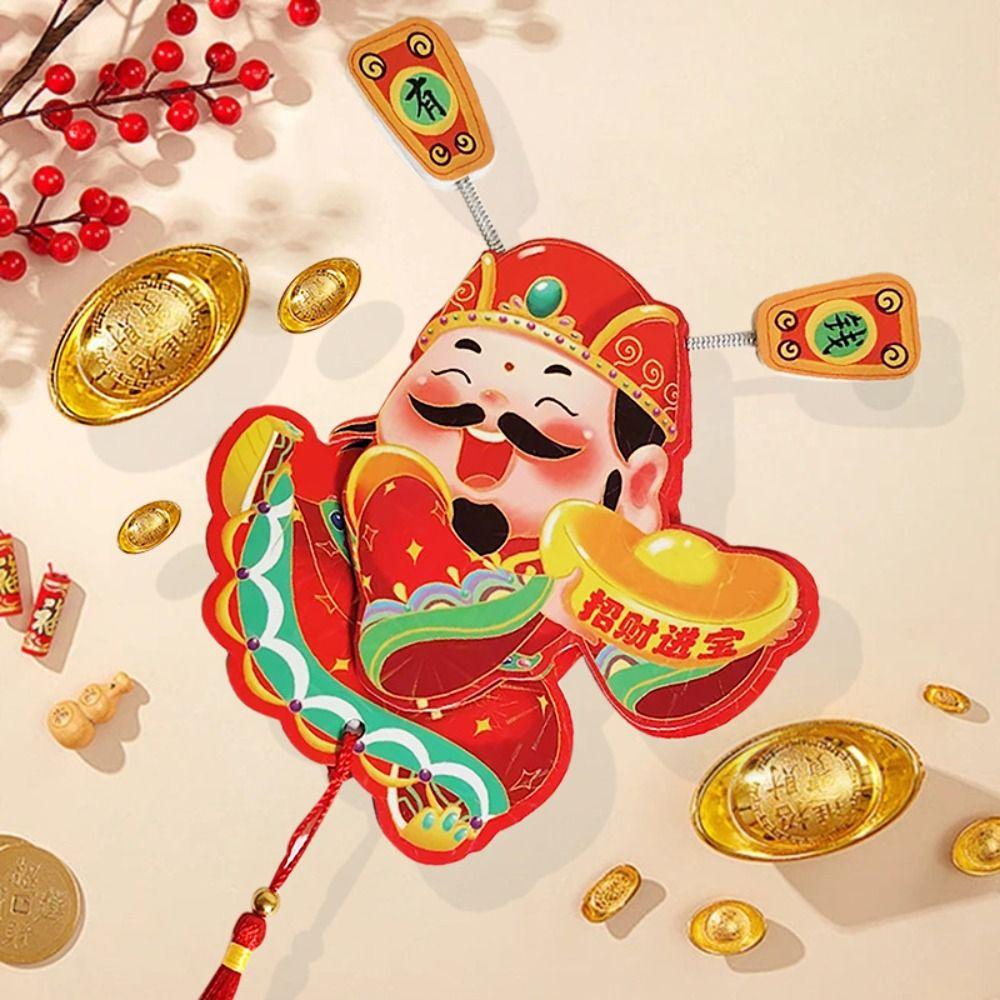 Festive Chinese God of Wealth Fridge Magnets Traditional New Year Fridge Stickers  Spring Festival