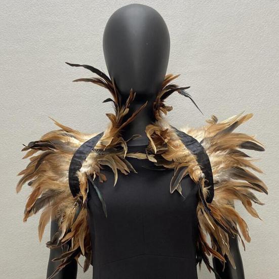 Gothic Feather Shrug Cape for Women Victorian Shoulder Wrap Shawl Collar for Halloween Cosplay Party Costume Accessories
