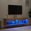 VidaXL TV Furniture with LED Lights 2 Pcs, Wall-Mounted TV Cabinets, Hanging TV Furniture, Modern, Sonoma Oak 837132