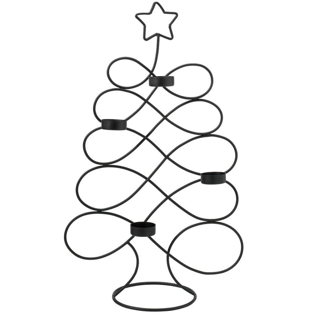 Świecznik Choinka Metalowy Czarny Stojak na Świeczki Świece Tealight 49 cm
