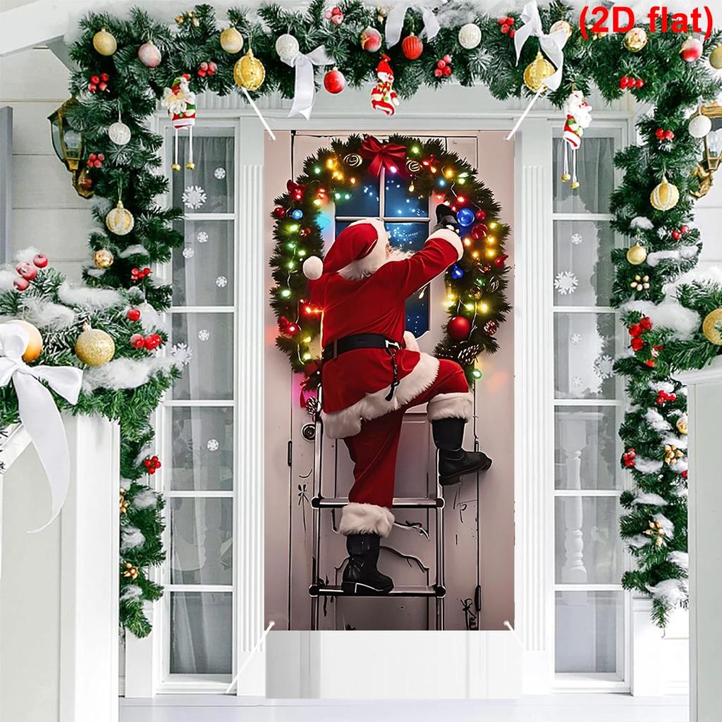 Christmas Hanging Flag Santa Claus Door Banner Christmas Decoration For Home 2025 Xmas Ornament Navidad Natal New Year Gift 2026