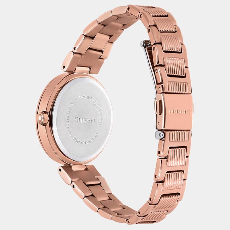 Casio Серия CASIOSHEEN простая повседневная мода кварцевый механизм стальной ремешок японские и корейские часы женские часы серебристый циферблат SHE-3065PG-7A