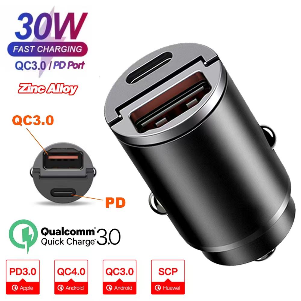 Автомобильное зарядное устройство VT 30 Вт USB быстрое зарядное устройство QC 3.0 быстрая зарядка Type C PD зарядный адаптер гнездо прикуривателя зарядное устройство для мобильного телефона
