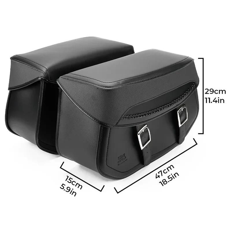 Motorcycle Saddlebag Synthetic Leather Motorcycle Throw Over Saddle Bag for Sportster Dyna Softail Touring Vstar Shadow Side Bag