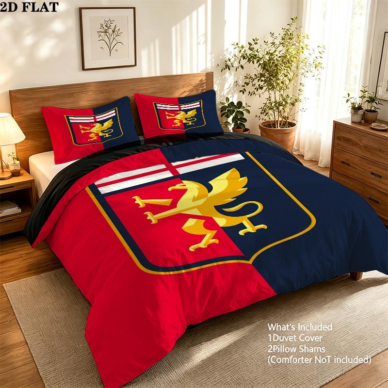 Genoa CFC Pattern Bedding Home Decoration Birthday Gift ( 1 duvet cover + 2 pillowcase, without core),fan merchandise.