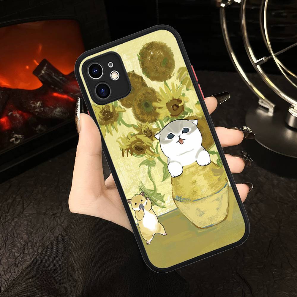 M-Mofusand Милый Кот-Акула Матовый Защитный Чехол Для IPhone 16 15 14 13 12 11 Pro Max X XS MAX Защитный Чехол