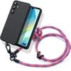 Case for Samsung Galaxy A16 4G/5G - Black Liquid Silicone Protection with Sturdy Pink Lanyard