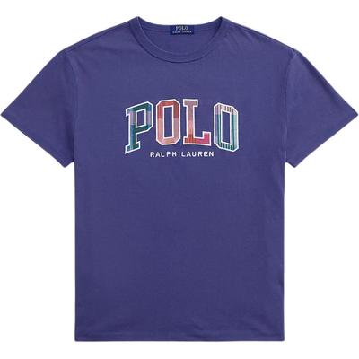 Мужская футболка с коротким рукавом и принтом логотипа Polo, однотонная, вязаная, темно-синяя 710964480-004