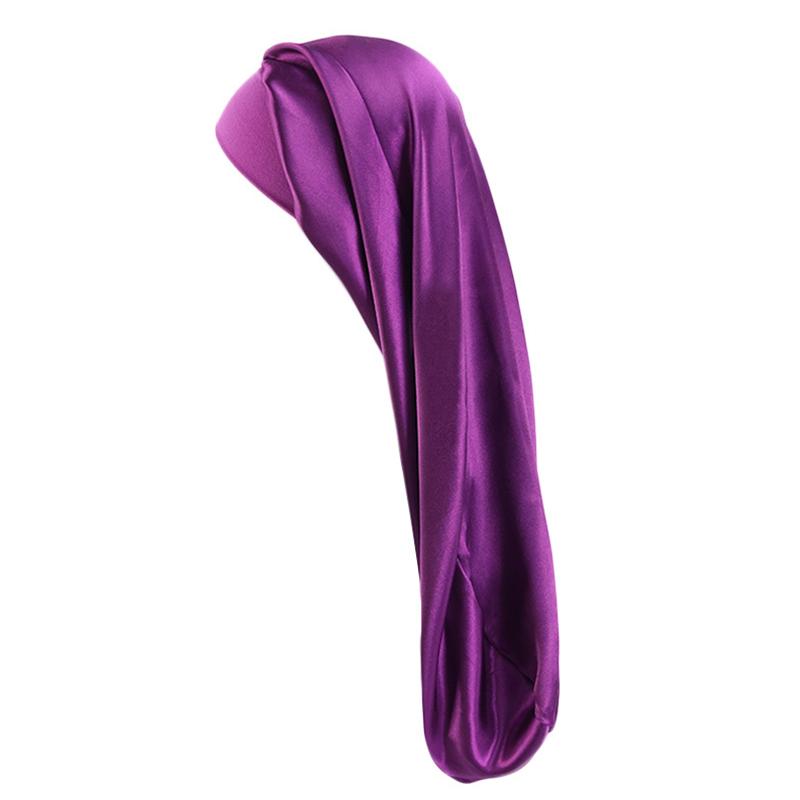 1Pc Silk Satin Bonnet Long Hair Polyester Double Sided Hair Hat Solid Color Dreadlocks Braids Women Night Sleep Cap