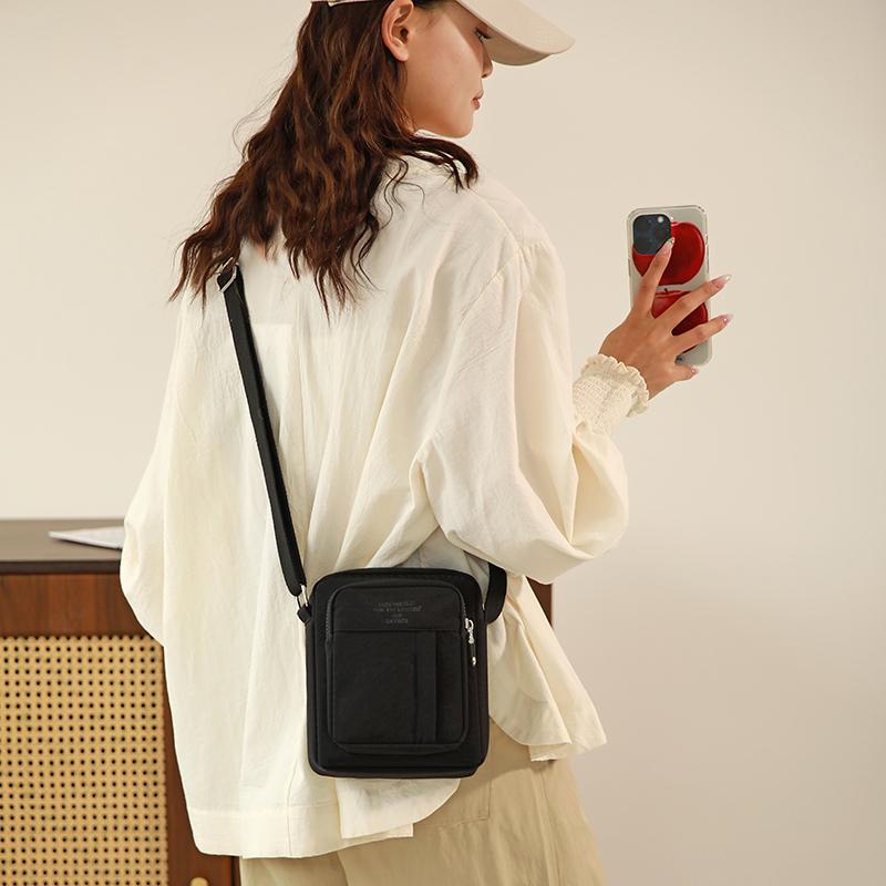 Сумка для мобильного телефона, женская мини-сумка через плечо, повседневная многослойная сумка на молнии, повседневная нейлоновая сумка для путешествий на открытом воздухе