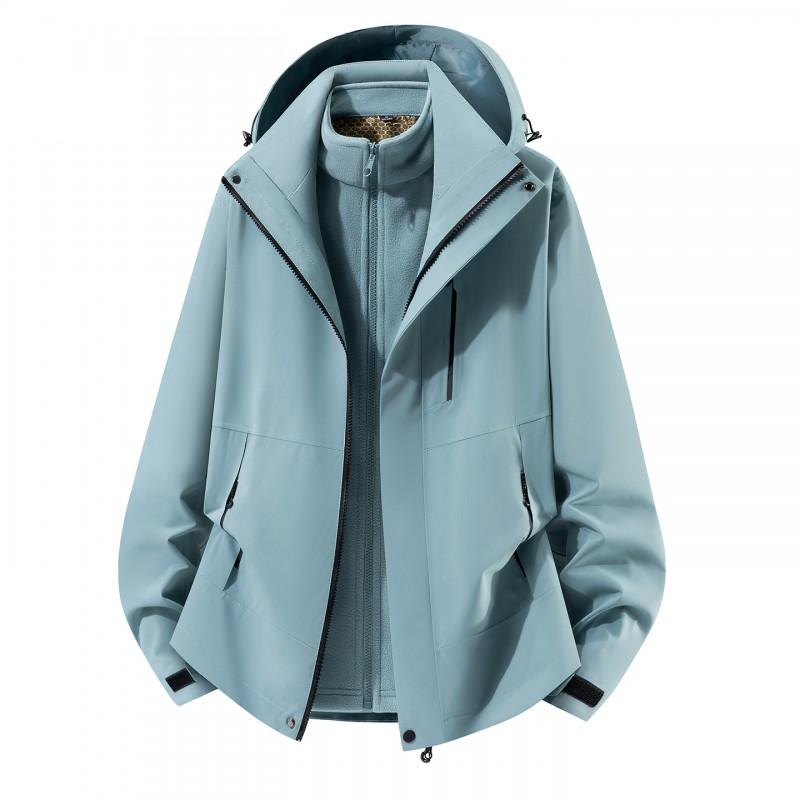 Men Women 3-in-1 Waterproof Windproof Hiking Jacket With Removable Fleece Liner Full Seam Tape Sealed Outdoor Raincoat