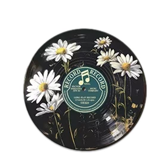 4 Pcs Wooden Record Floral Slice Vinyl Wall Art Vintage Record Replica Wall