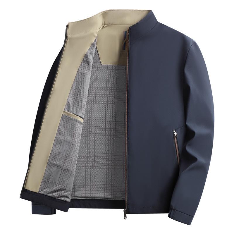 Куртка Мужская Осенний Стиль Для Пожилых Воротник-стойка Папа Повседневная Куртка Мужская на Одежде
