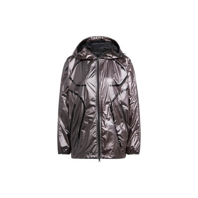 X Stella McCartney Collaboration Line Detail Printed Metallic Hooded Jacket Women Jacket Purple H09046