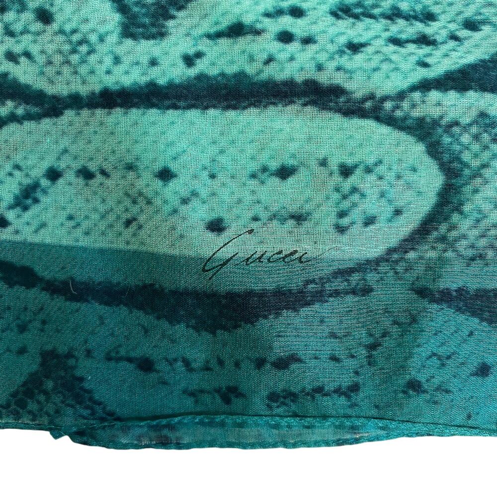 GUCCI Python Pattern cotton scarf green cotton Women Used