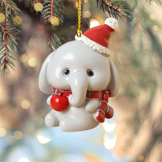 Christmas Tree Pendant Vibrant Long-lasting Cute Animal Elephant Design Colors Acrylic Hanging Decoration