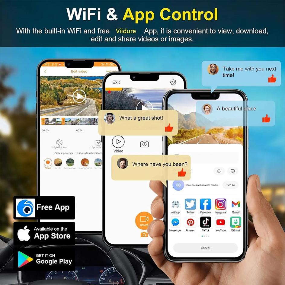 E-ACE Мини видеорегистратор 4K Автомобильный видеорегистратор Черный ящик Поддержка 1080P Задняя камера WIFI GPS Мониторинг парковки Ночное видение АВТОМОБИЛЬНЫЙ видеорегистратор