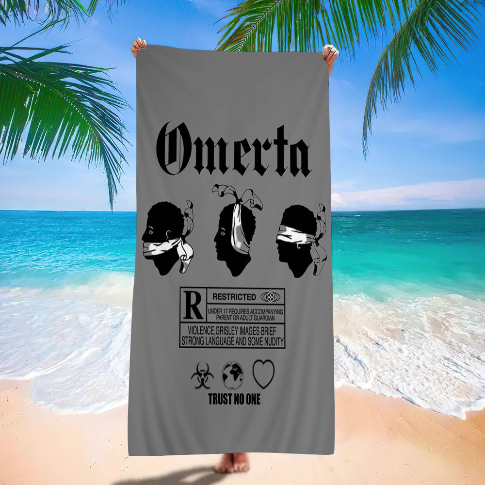 Бренд Omerta Maes 47 Логотип Черное Микрофибровое Пляжное Полотенце Впитывающее Быстросохнущее Мягкое Для Йоги Плавания Курорта Альпинизма