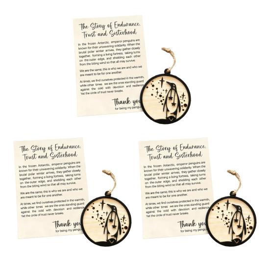 1/3/5Pcs Wooden Emperor Penguin Friendship Ornament Rustic Christmas Tree Hanging Sisterhood Decoration Pendant Sister Friend Gift