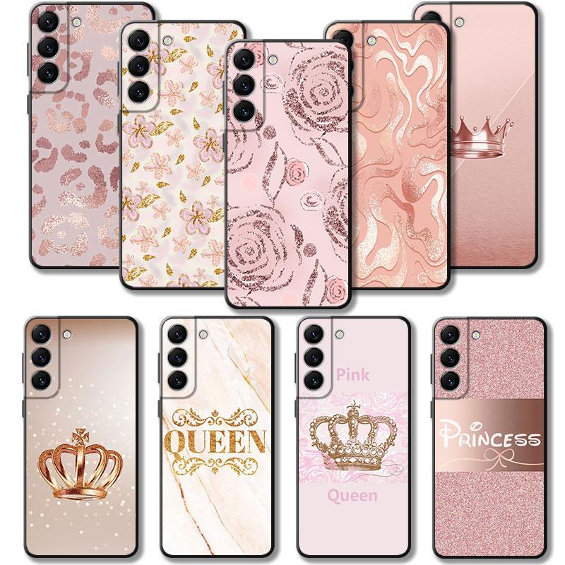 Чехол для телефона Samsung Galaxy S23 S22 S21 S20 Fe Ultra S10 S9 S8 Plus Note 20ultra 10plus, чехол розовое золото, розовая королева принцессы