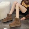 Женские зимние ботинки на толстой подошве 2024 года, новые, зимние, ретро, замшевые, модные и удобные, в иностранном стиле, пушистые, большие, хлопковые ботинки