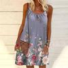 Женское мини-платье с цветочным принтом, вечернее платье без рукавов, летнее пляжное платье, сарафан