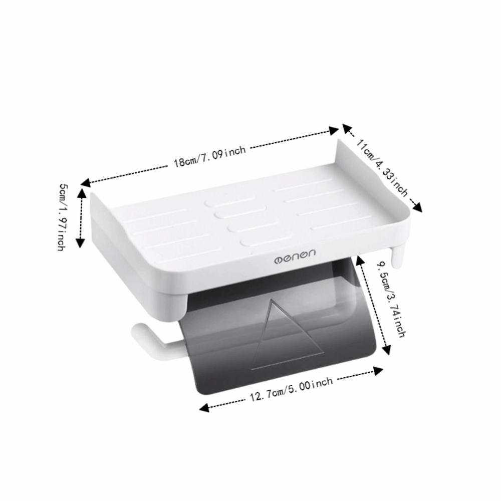 Wall Mounted Toilet Paper Holder Plastic Toilet Roll Holder Tissue Dispenser Shelf Multifunctional