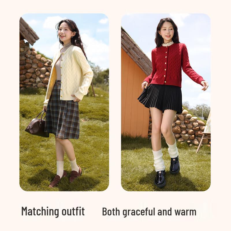 Baleno Women's V-Neck Cable Knit Cardigan