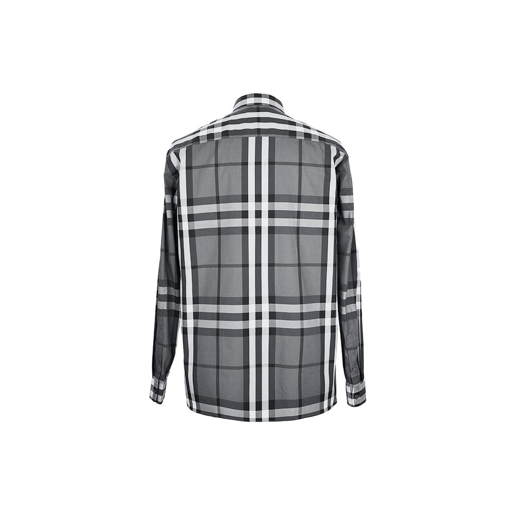 Burberry Мужская клетчатая эластичная хлопковая рубашка Серая/Белая/Черная 39835371