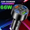 Автомобильное зарядное устройство 66 Вт QC 3.0 USB Type-c Быстрая зарядка 5 портов USB A+USB C Быстрая зарядка Адаптер прикуривателя Для IPhone